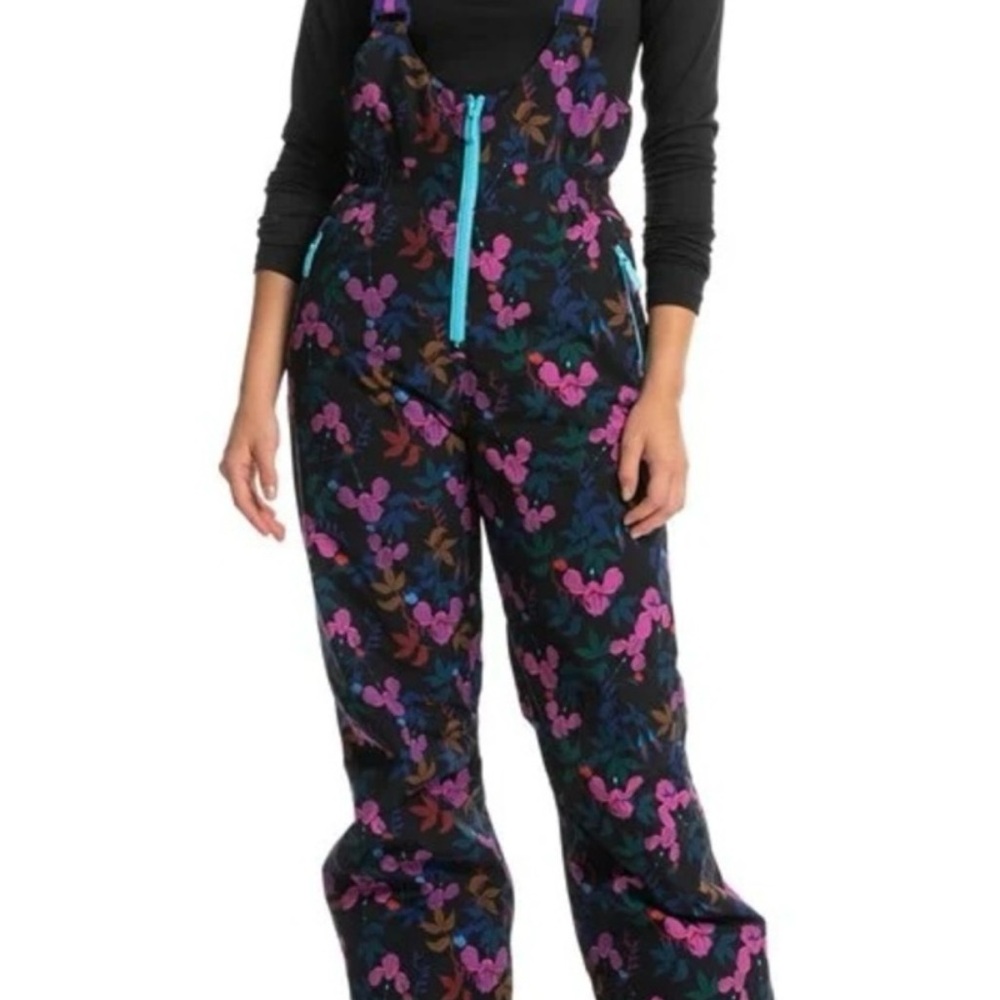 Roxy Black Floral Snow Jumpsuit with Blue Accents